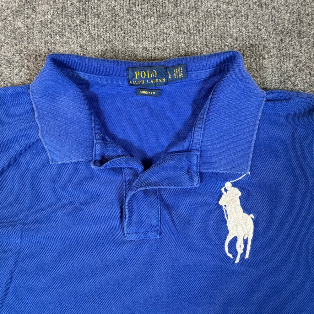 Polo Ralph Lauren Womens Skinny Fit Big Pony Polo Shirt Blue Large RN41381 #3776